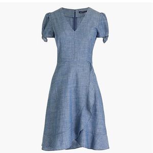 J. Crew chambray faux wrap dress.